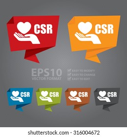 Vector : CSR Paper Origami Speech Bubble Or Speech Balloon Infographics Sticker, Label, Sign Or Icon