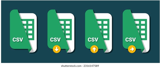 vector of csv file icon.csv icon with download, upload, and share icon.