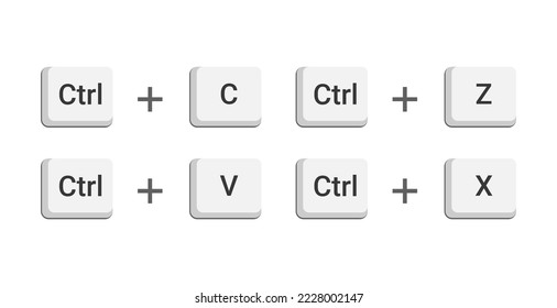 Vector of Ctrl C, Ctrl V, Ctrl Z, Ctrl X keyboard buttons.