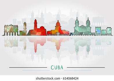 Vector Cuba City Silhouette with city silhouette Design