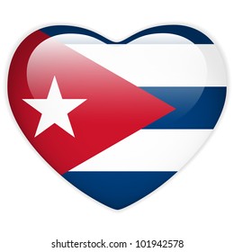Vector - Cuba Flag Heart Glossy Button