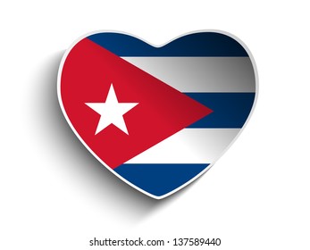 Vector - Cuba Flag Heart Paper Sticker