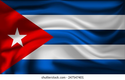Vector Cuba flag, three dimensional render, satin texture
