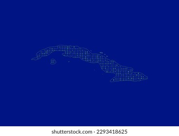 Vector Cuba map for technology or innovation or it concepts. Minimalist country border filled with 1s and 0s. File is suitable for digital editing and prints of all sizes.