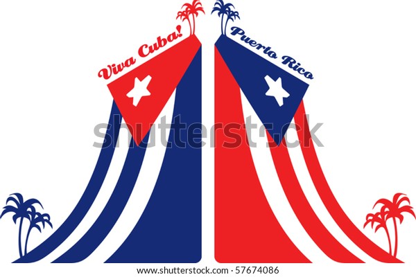 Vector Cuba Puerto Rico Flag Palm Stock Vector Royalty Free 57674086