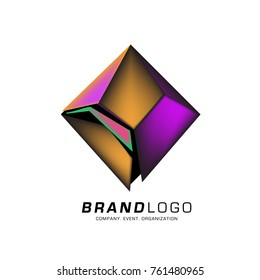 Vector cube abstract colorful logo design