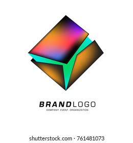 Vector cube abstract colorful logo design
