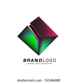Vector cube abstract colorful logo design