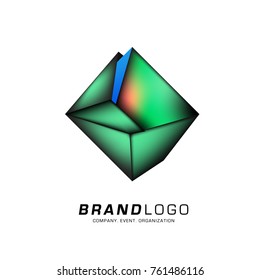 Vector cube abstract colorful logo design