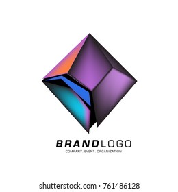 Vector cube abstract colorful logo design