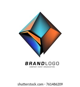 Vector cube abstract colorful logo design