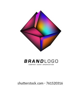 Vector cube abstract colorful logo design