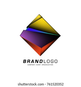 Vector cube abstract colorful logo design