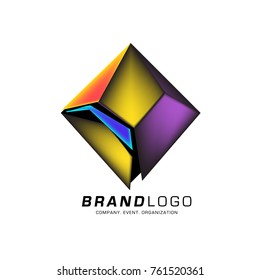 Vector cube abstract colorful logo design