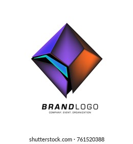 Vector cube abstract colorful logo design