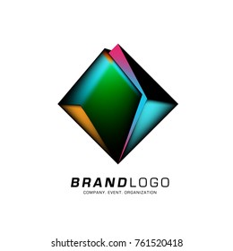 Vector cube abstract colorful logo design