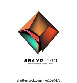 Vector cube abstract colorful logo design