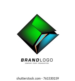 Vector cube abstract colorful logo design