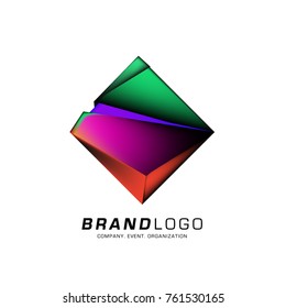 Vector cube abstract colorful logo design