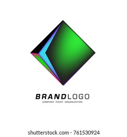 Vector cube abstract colorful logo design