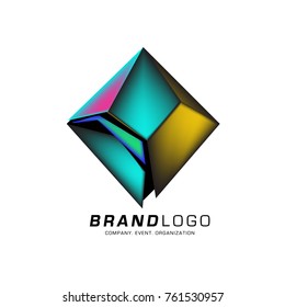 Vector cube abstract colorful logo design