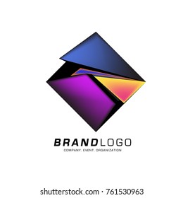Vector cube abstract colorful logo design