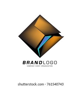 Vector cube abstract colorful logo design