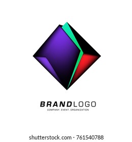 Vector cube abstract colorful logo design