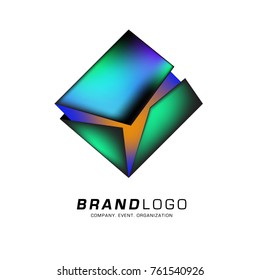 Vector cube abstract colorful logo design