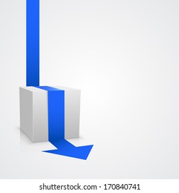 Vector cube with arrow template. Vector illustration