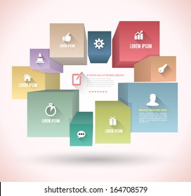 Vector cube box for business concepts with icons long shadows / can use for info-graphic /business report or plan / modern template / education template / business brochure / banner promotion