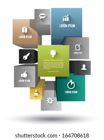 Vector cube box for business concepts with icons long shadows / can use for info-graphic /business report or plan / modern template / education template / business brochure / banner promotion