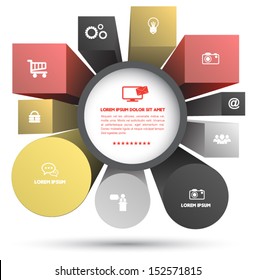 Vector cube and circles for business concepts with icons / can use for info-graphic / loop business report or plan / modern template / education template / business brochure / system diagram 