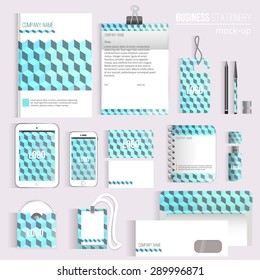 Vector cube  corporate identity set of Stationery Branding. Consist of letterhead, book, pen, pencil, note, phone, business cards, cd, envelope. EPS10.