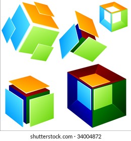 Vector cube elements. Set 2.