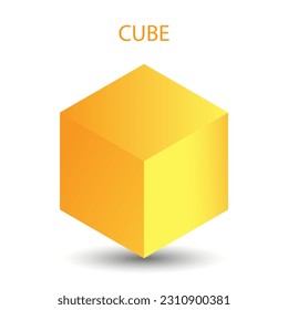Cubo vectorial con gradientes para juego, icono, diseño de empaque o logotipo. Ilustración de cubo aislada en fondo blanco. Icono de cubo abstracto de estilo minimalista. sólido platónico. Icono.