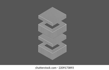 Vector cube icon illustration isolated on gray background