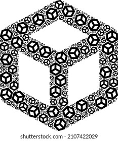 Vector cube icon mosaic. Cube collage is made of repeating recursive cube icons. Recursive collage of cube icon.