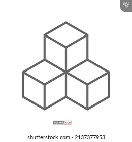 Vector cube icon. Icon for websites and applications. Empty, contour.