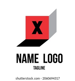 vector del logotipo de forma cubo y letra X, para el diseño de juegos.