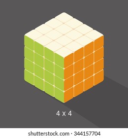 vector cube toy puzzle, 4x4 square