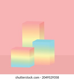 vector cubes with gradient color. flat image of 3d cubes of different heights of multicolored color