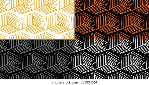 Vector cubes seamless pattern