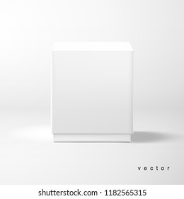 Vector cubic box template with the bottom panel. Front view