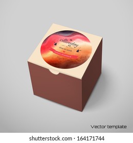Vector cubic box template. Round frame. Watercolor background. Hand drawing with colored spots and blotches. Beautiful inscription in retro style - Monday it's time to work.