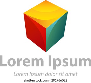 Vector cubical, shaped abstract logo or icon for corporate identity