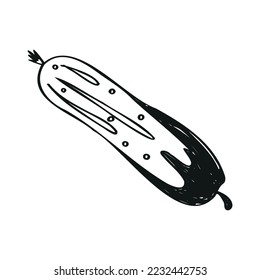 VektorGurke, schwarz-weißes Symbol.