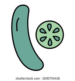 Vector Cucumber Filled Outline Icon Design
