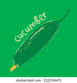 Vector cucumber icon isolated. Hand drawn cuke drawing, corm illustration. Vegetarian restaurant logo. Botanical sign. Vegetable insignia for organic gherkin label. Home cooking courses emblem design.