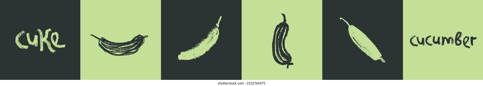 VektorGurkensymbol einzeln. Handgezeichnete Cuke-Zeichnung, Kormgrafik. Logo des vegetarischen Restaurants. Botanisches Schild. Pflanzliche Insignien für das ökologische Cornichons. Kochkurse für den Hausgebrauch kennzeichnen Design.